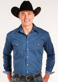 Blue Azul Long Sleeve Western Snap Shirt Camisa Vaquera Los Potrillos Western Wear