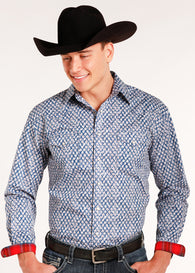 Blue White Red Western Snap Shirt Los Potrillos Western Wear