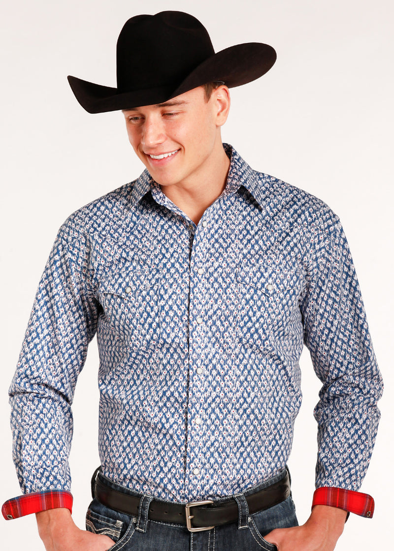 Red white and store blue western shirts