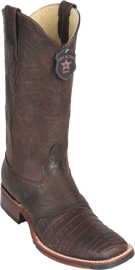 Caiman belly square toe boot