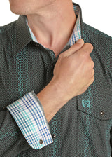 Geo Print Long Sleeve Western Snap Shirt