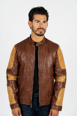 Faux Leather Jacket Brown Camel