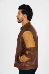 Faux Leather Jacket Brown Camel