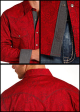 Red Western Snap Shirt Camisa Vaquer Roja Los Potrillos Western Wear 