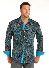 Panhandle Slim Shirt Camisa turquoise turquesa Los Potrillos Western Wear