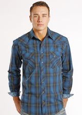 Panhandle Slim long sleeve snap shirt blue plaid