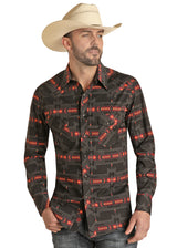 Aztec Woven Long Sleeve Western Shirt