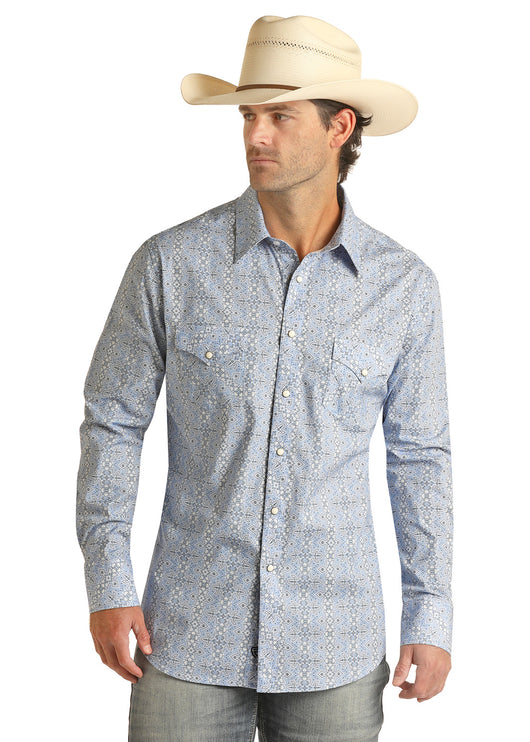 Poplin Print Long Sleeve Western Snap Shirt