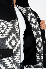 Men's Black Padded Aztec Print Vest