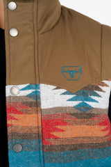 Men's Camel Padded Aztec Print Vest