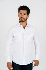 Western Snap Solid White Long Sleeve